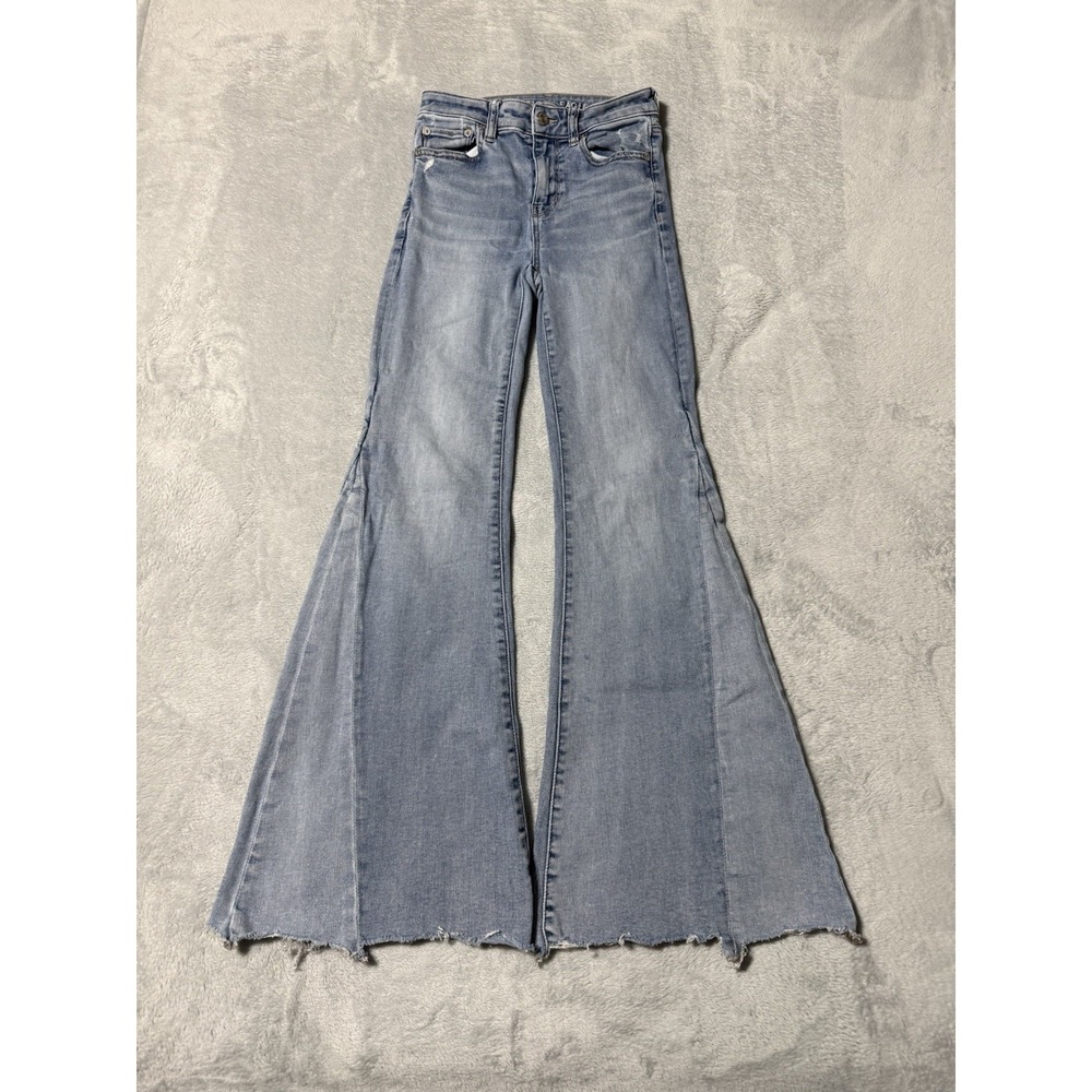 American Eagle Festival Flare Jeans Womens 0 Blue Denim Zipper 23x28.5